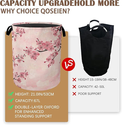 Laundry Hamper, Cherry Blossom Waterproof Oxford Cloth Storage Basket - Image 4