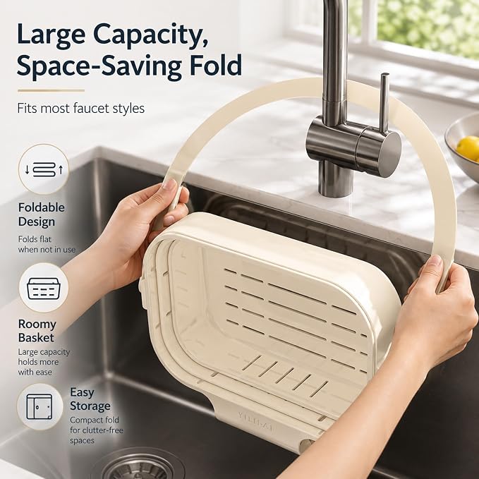 Foldable Hanging Kitchen Sink Drain, Space-Saving Hanging Sink Strainer and - Image 6
