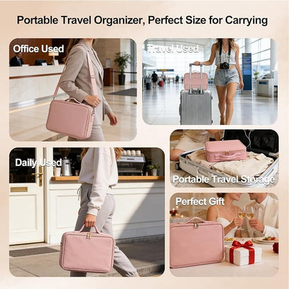 Travel Makeup Bag with Brush Holder, Professional Cosmetic Train Case Organizer - Image 6