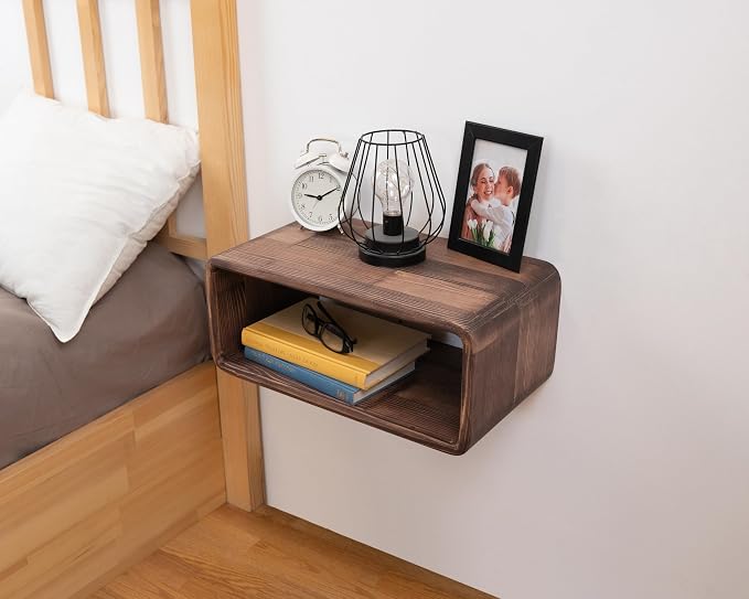 Floating Nightstand Wooden, Bedside Table, Nightstand Shelf, Wall Mounted - Image 2