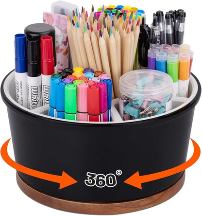 Office Desk Organizer, 360° Art Supply Storage Organizer, Melamine Silicone by Hitseon