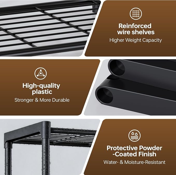 3-Tier Storage Shelves with Plastic Connectors – Metal Shelf Organizer - Image 6