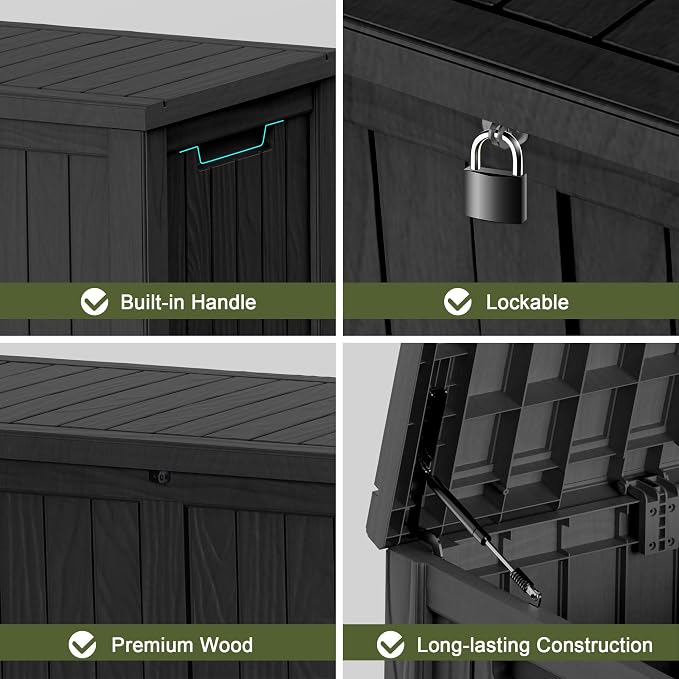 120 GallonOutdoor Storage Box, Resin Deck Boxes Waterproof, IndoorOutdoor Bin - Image 6