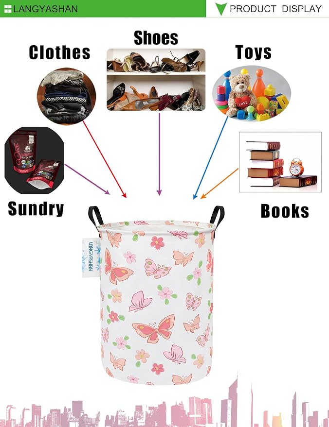 LANGYASHAN Laundry Basket Canvas Fabric Collapsible Organizer Basket - Image 4