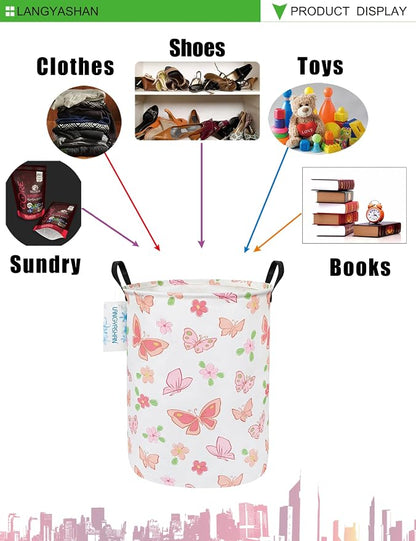 LANGYASHAN Laundry Basket Canvas Fabric Collapsible Organizer Basket - Image 4