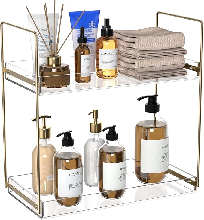 Bathroom Countertop Organizer, 2 Tier Acrylic Tray Vanity Counter Skincare by NPPLUS