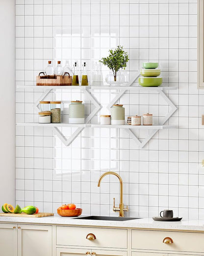 CHOEZON Floating Shelves, 2-Tier Hanging Shelves, Wall Shelf Set of 2, - Image 5