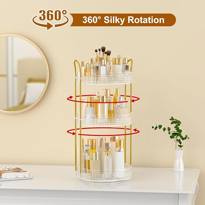 Rotating Makeup Organizer for Vanity 3 Tier, Perfume Organizer - Image 5