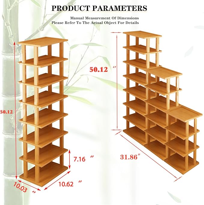 SAN HE Bamboo Shoe Rack 17 Tier- Vertical Shoe Rack - Image 2