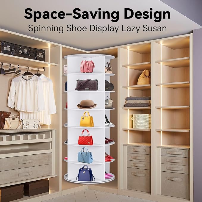 7-Tier Rotating Shoe Rack, 28-Pair 360° Revolving Shoe Storage Tower | 23.6 in - Image 4