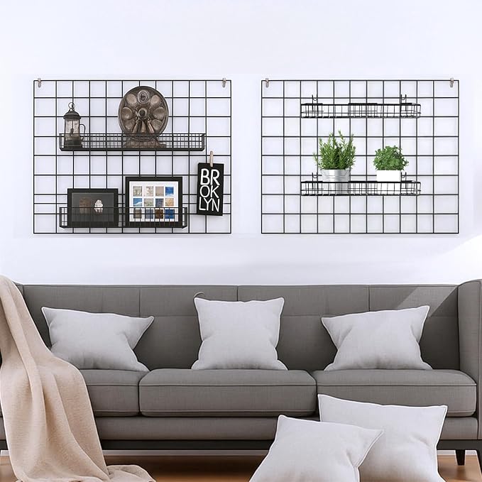 4 Pcs Wire Baskets Wall Grid Panel Hanging Wire Basket Hanging Wall Baskets No - Image 5