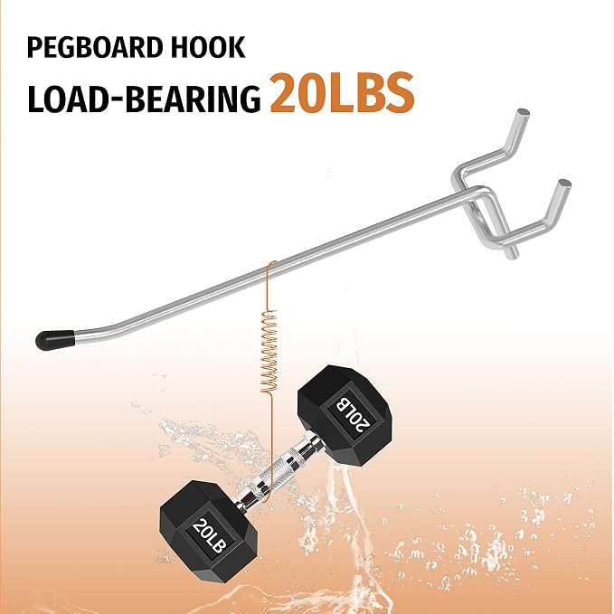 HUHOLE Pegboard Hooks 6 Inch 50PC, Ideal Garage Organization, Wall Storage Tool - Image 4
