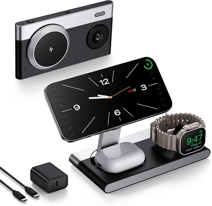 Foldable 3 in 1 Magnetic Wireless Charging Station by Mukiya