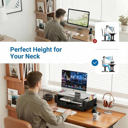 OPNICE Laptop Stand Desk Organizer, 2-Tier Metal Monitor Stand Riser - Image 3