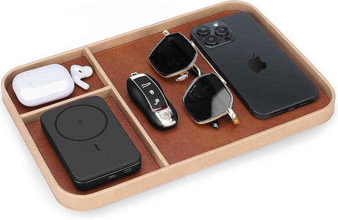 SENEN Leather Tray, Stylish and Organized Multifunctional Tray, by Unknown