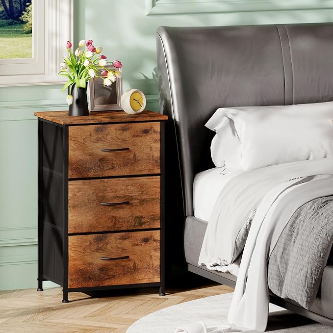 Somdot Small Dresser for Bedroom, 3 Drawer Storage Cabinet, Steel Frame and Mdf - Image 2
