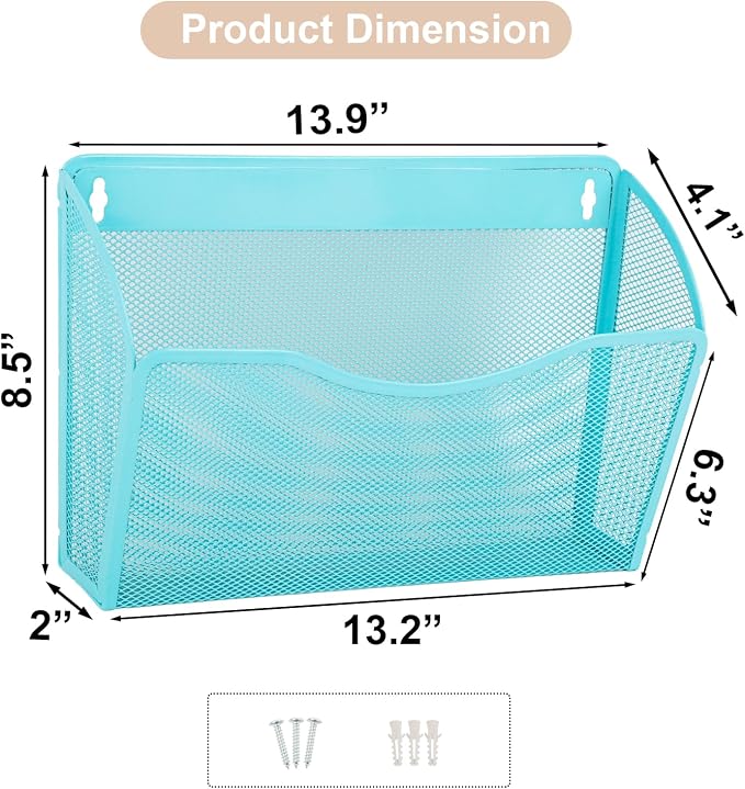 EASEPRES 3 Single Pocket Mesh Hanging File Organizer, Vertical Wall Mounted - Image 2