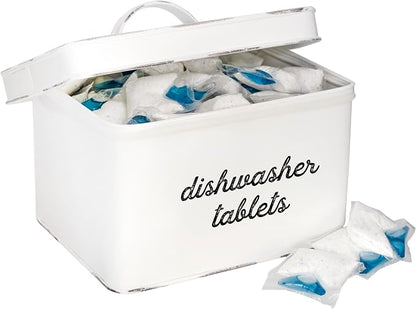 AuldHome Design Dishwasher Pod Holder, Tablet Container; White Enamelware by AuldHomeDesign