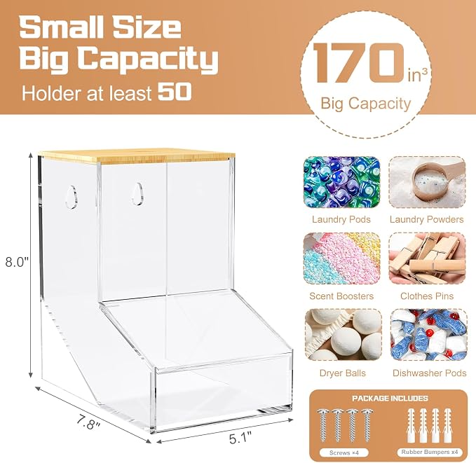 JYPS Laundry Box, Acrylic Dishwasher Pod Holder - Image 2