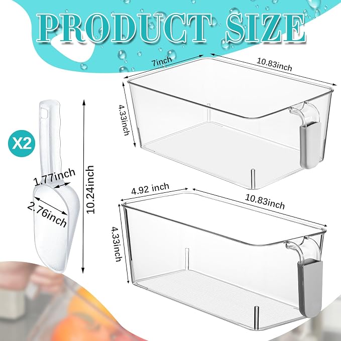 Havawish Ice Storage Bin and Flexible Scoop Set Plastic Freezer Bin - Image 2