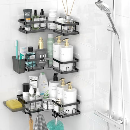 AKTECKE Corner Shower Caddy Bathroom Organizer: Stainless Steel Adhesive Shower - Image 2