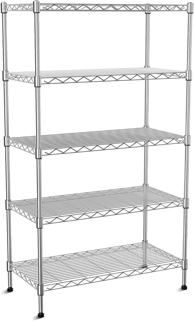 5-Tier Heavy Duty Metal Shelf, Chrome Wire Shelving Unit 35"Wx18Dx71H | Height by Vanzbon