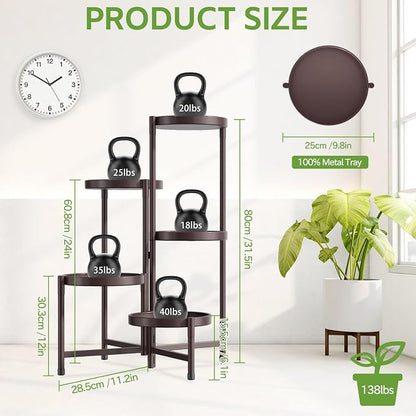 iDavosic.ly 5 Tier Large Plant Stand Indoor, 10 Inch Wide Tall Corner Metal - Image 4