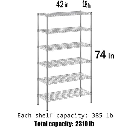 18" Deep x 42" Wide x 74" Height Wire Shelving Kit | 6-Tier | NSF Commercial - Image 3