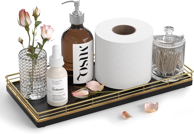 Oak Bathroom Toilet Tank Tray, for Perfume Makeup Candle Kitchen Counter Coffee by Focusonit