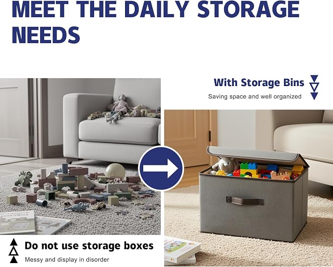 Fabric Foldable Storage Boxes Large Collapsible Stackable Storage Bins - Image 5