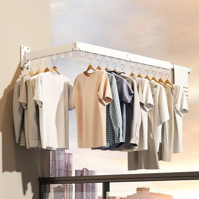 HEILAIYI Clothes Drying Rack, Laundry Drying Rack, Wall Mounted Clothes Rack - Image 3