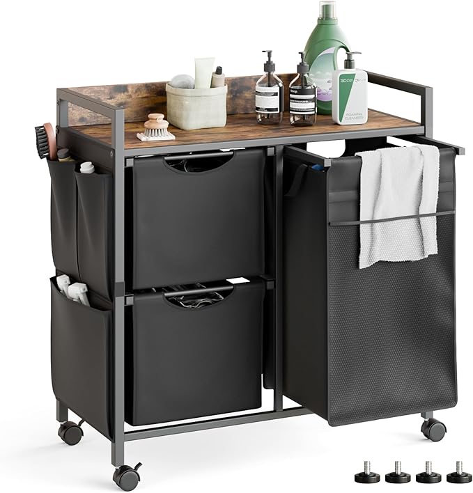 Laundry Sorter with 3 Sections, Laundry Hamper with Wheels, Laundry Basket with by Mondeer