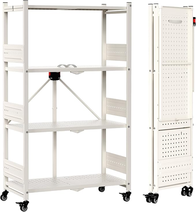 WORKPRO 4-Tier Folding Shelf, No-Assembly Metal Storage Rack by WORKPRO