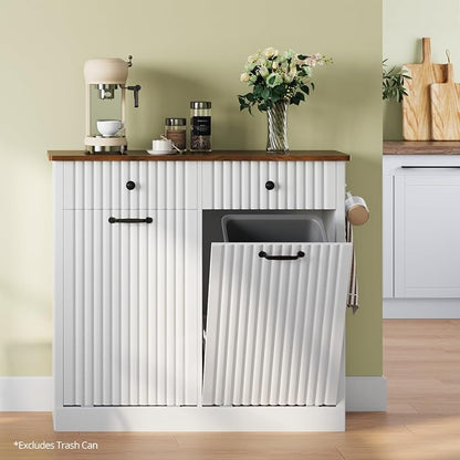 Double Tilt Out Trash Can Cabinet, 20 Gallon Fluted Laundry Hamper Cabinet - Image 7