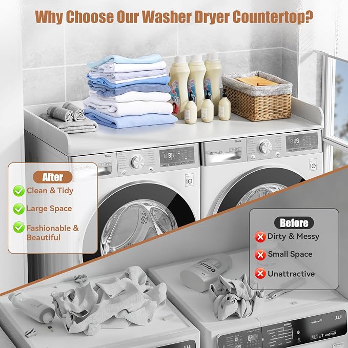 Washer Dryer Countertop, 27.5" D x 54" W Washer and Dryer Topper Covers - Image 4