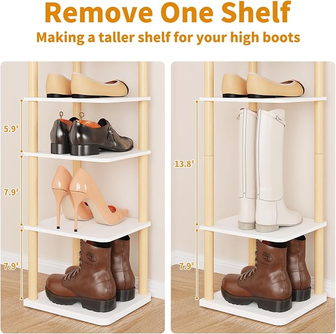 LUCKNOCK Vertical Shoe Rack, 8-Tier Tall Narrow Shoe Organizer - Image 9
