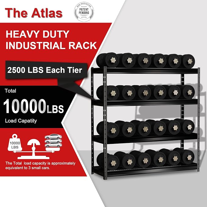 The Atlas 77” Ultra Wide 4-Tier Metal Garage Shelving 10, 000 lbs Capacity - Image 4