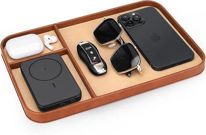 SENEN Leather Tray, Stylish and Organized Multifunctional Tray, by Unknown