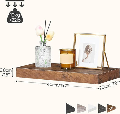 HOOBRO Floating Shelves for Wall, Wall Mounted Shelf Set of 2, 15.7" Hanging - Image 3