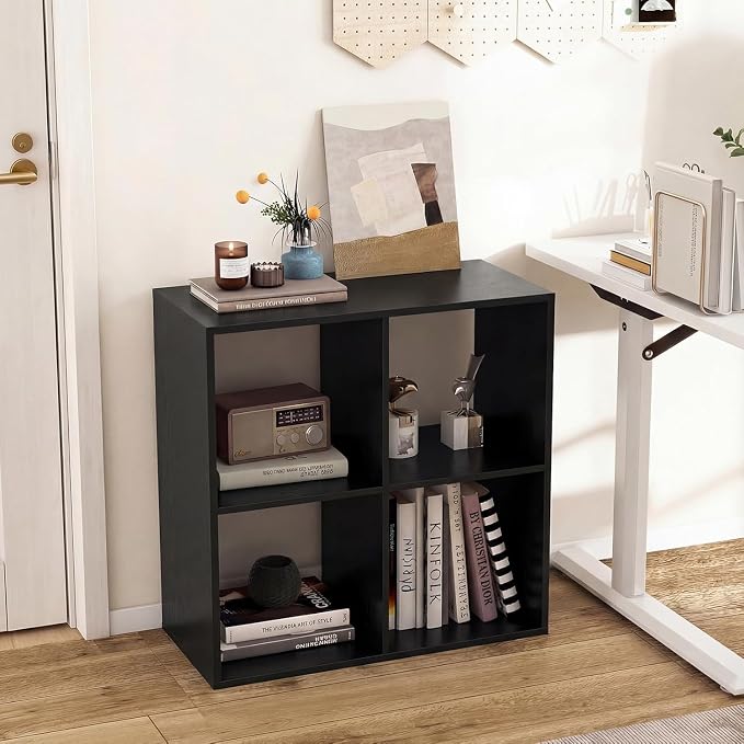 POWERSTONE 4 Cube Storage Organizer, 2 Tier Cubby Bookshelf Freestanding by POWERSTONE%C2%AE