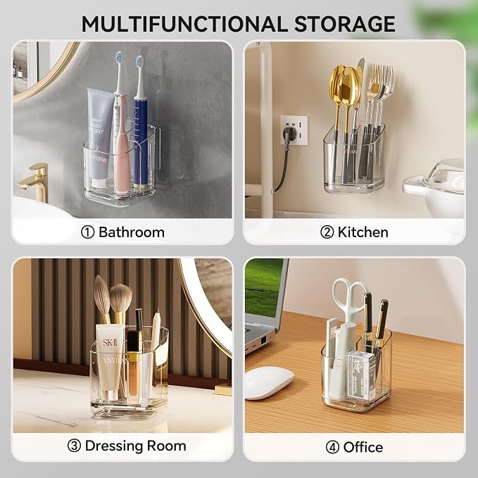 Toothbrush Holders for Bathrooms, 3 Slots Detachable Electric Toothbrush Holder - Image 6