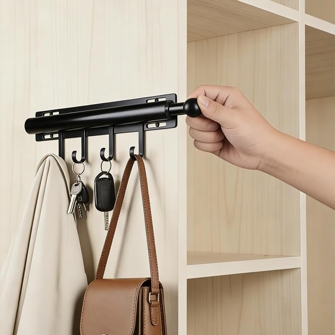 12in，Valet Rod，Valet Rod For Closet Pull Out，（Black） Closet Rod，Hanging - Image 8