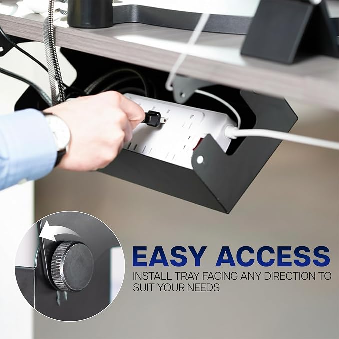 VIVO Flip-Open 16 inch Under Desk Cable Management Holder, Under Standing Desk - Image 7