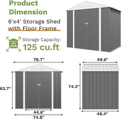 Patiowell 6x4 FT Outdoor Storage Shed - Image 2