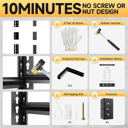 5-Tier 60”D X 20”W X 72”H Garage Shelving Heavy Duty 3000LBS Shop Shelves Heavy - Image 7