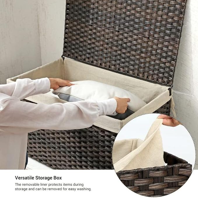 SONGMICS Storage Basket with Lid, Woven Blanket Storage Bin with Handles - Image 9