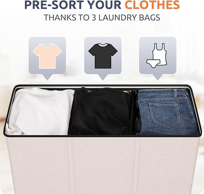 SOLEDI 180L 3-Section Laundry Hamper - Image 3