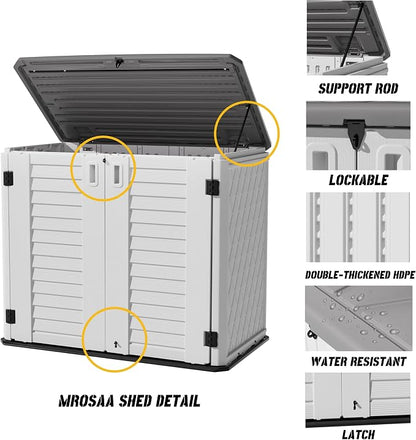 Outdoor Patio Storage Shed, Waterproof Horizontal Outdoor Storage Cabinet - Image 5