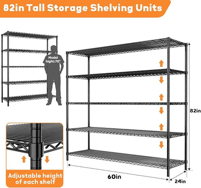 Storage Shelves Heavy Duty, 5-Tier Adjustable Metal Industrial Utility Shelf - Image 3