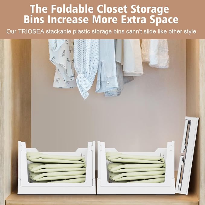 Stackable Storage Bins, Folding Collapsible Closet Organizers and Storage Bins - Image 4